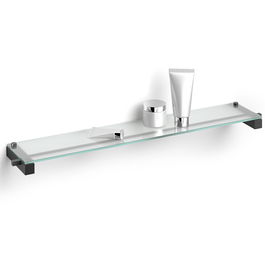 Zack Estante Baño Carvo Negro Acero y Vidrio 66x12 cm